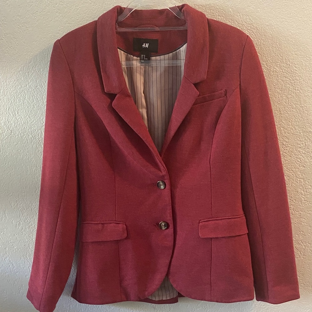 H&M Women's Bold Red Suit Jacket size 12